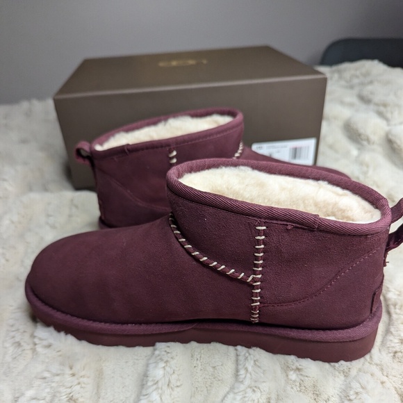 BNIB ALL GENDER LIMITED EDITION UGG X MADHAPPY ULTRA MINI BOOTS, WILD GRAPE - Picture 7 of 8
